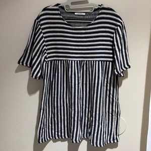 Zara Trafaluc | Striped Navy&White Babydoll Top